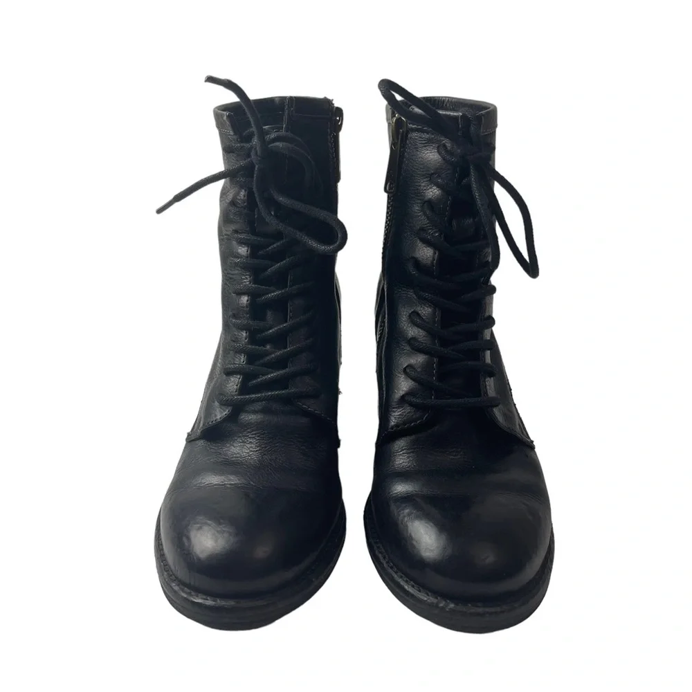 Patricia Nash Black Leather Lace-Up Ankle Boots